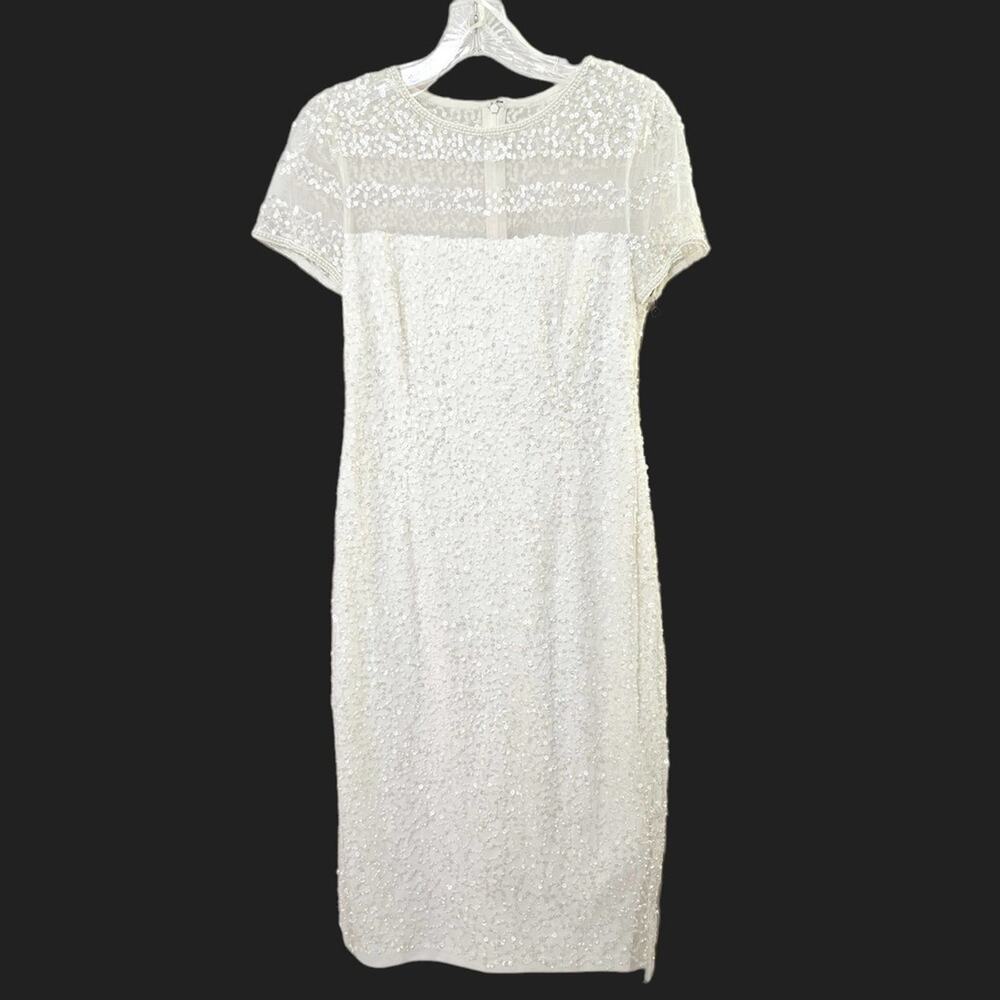 Elegant White Lace Sheath Dress - Picture 2 of 13